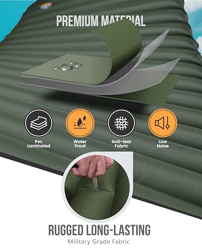 Extra Thick Wide Sleeping Pad with Built-in Pump - Capulet Olive Variation