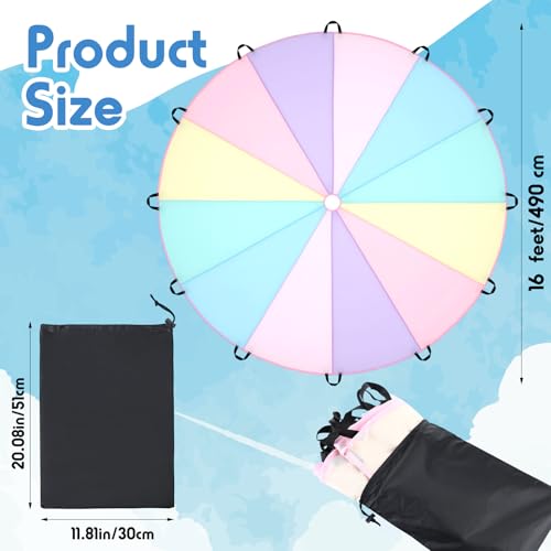 Children’s 16 Ft Colorful Parachute Toy Play Tent Game with Handles