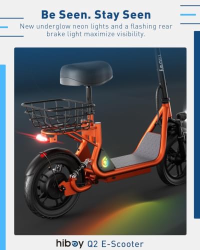 Green Hiboy Q2/U2 Electric Scooter with Seat for Adults - 22 Mile Range
