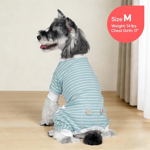 X-Small Striped Dog Pajamas - Soft Stretchy Onesie for Small Dogs, Green