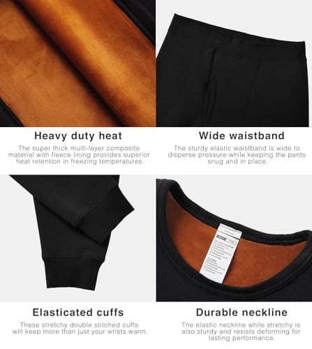 X-Large Men's Heavyweight Thermal Underwear Set - Black