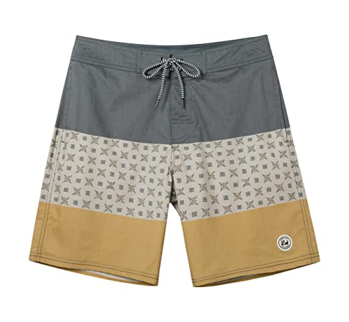 Surf Cuz Men's Vintage Cruzer Chino Boardshorts - 34 / 02 Yellow Geometry