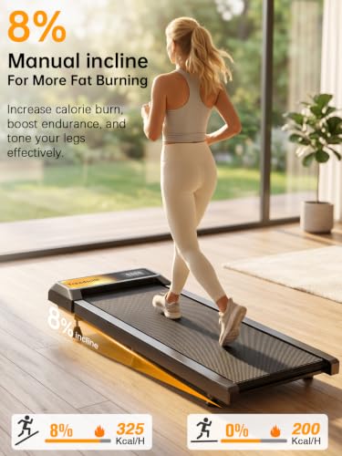 Gkyet Black Adjustable Incline Walking Treadmill Pad for Home Office 8% Incline