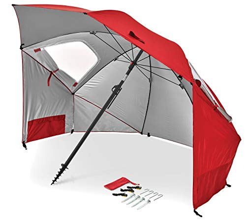 Sport-Brella UPF 50+ Red Umbrella Shelter with Side Panels & Tilt, Heavy-Duty Center Pole