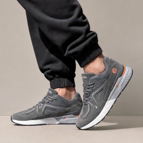 FitVille Men's Extra Wide Walking Shoes - Rebound Core, 11.5 X-Wide Charcoal Gray