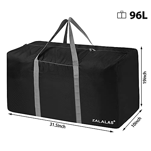 96L Waterproof Travel Duffle Bag - Extra Large Lightweight Carry-On for Men Women - Black