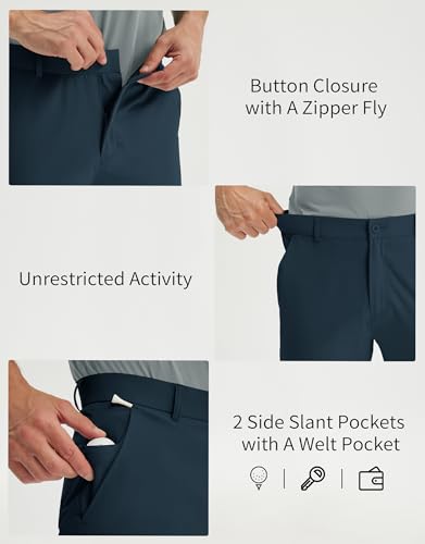 Men's Golf Pants 34W x 30L Inseam Stretch with 5 Pockets - Navy