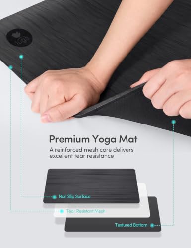 IUGA Gray Thick Non Slip Yoga Mat for Hot Yoga, Pilates & Workout