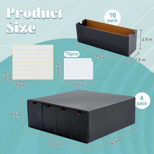 Trading Card Storage Box Organizer 4 Row Black - 16 Small Compartments