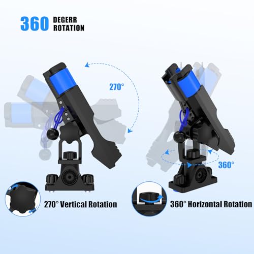 Track Mounted Kayak Rod Holders with Dual-Lock System - 2 Pack with Track