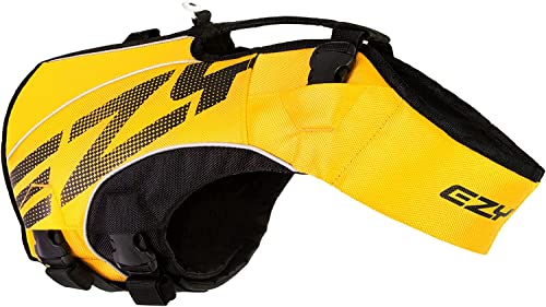EzyDog DFD X2 Dog Life Jacket Yellow Large with Grab Handle & Reflective Trim