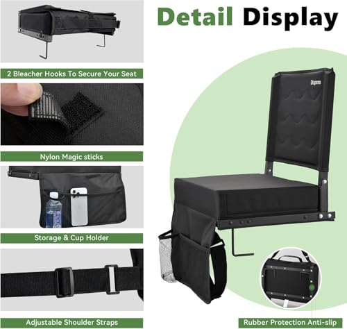 Blue Stadium Bleacher Seats with Back Support & Cushion - 2 Pack - Foldable & Portable