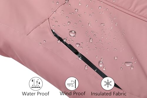 MOERDENG Women's Pink Ski Jacket XL Warm Winter Snowboarding Coat