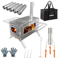 Unho Stainless Steel Camping Stove with Large Glass Window - Crack-Resistant Ceramic Outdoor Heater