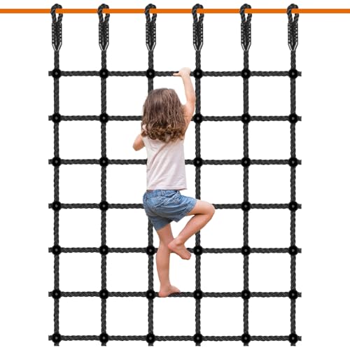 Black 49 x 77 Inch Heavy Duty Climbing Cargo Net for Outdoor Play Kids & Adults