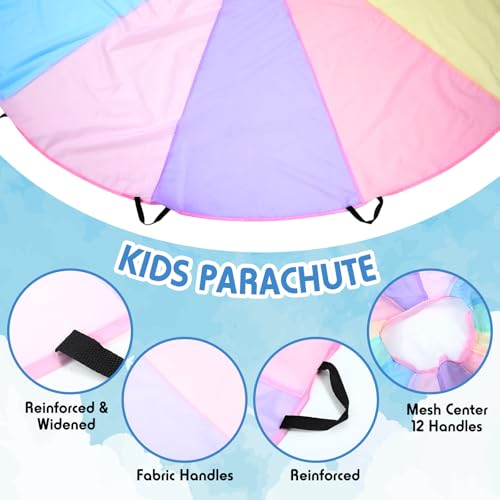 Children’s 16 Ft Colorful Parachute Toy Play Tent Game with Handles