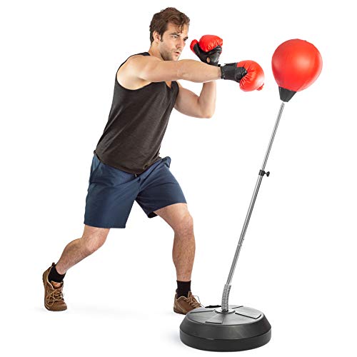 Adult Tech Tools Punching Bag with Stand – Adjustable Speed Boxing Set