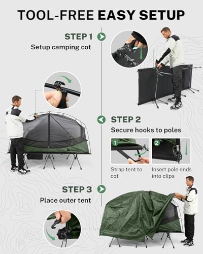 Gonex 31.5-Inch Wide Camping Tent Cot - Army Green, Portable & Adjustable
