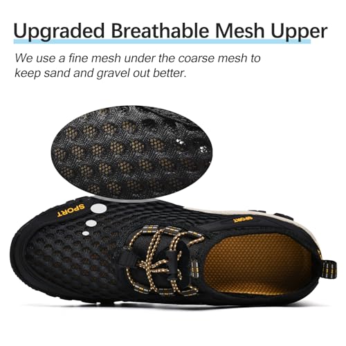 Water Shoes for Men Hiking Fishing Beach Wading - 10.5 Black