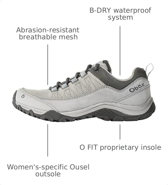 Oboz Women's Ousel Low Hiking Shoe - Drizzle 9 - Outdoor Trail Footwear