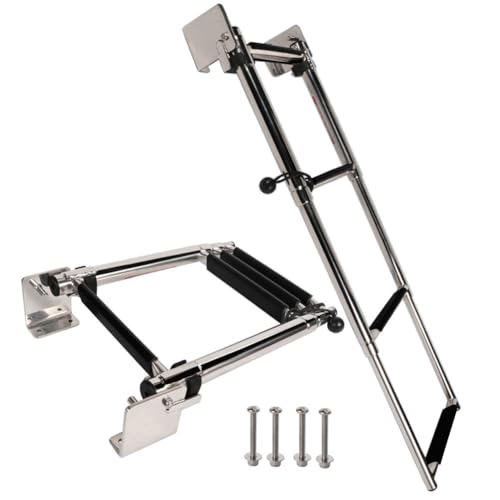 Marine 316 Stainless Steel Telescoping Transom Ladder - 4 Steps, Water Boarding