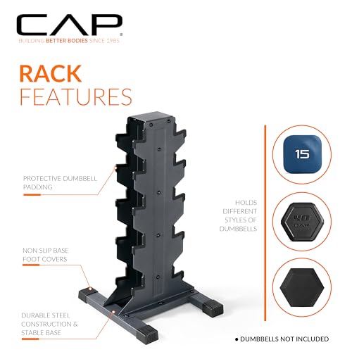 CAP Chrome Handle 300 lb Dumbbell Set with Black Rack - Space-Saving Home Gym Equipment