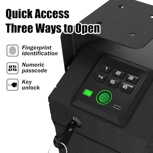 HARDROCK Gun Safe for 2 Pistols - Drop Style Wall-Mounted Biometric Safe with Quick Access