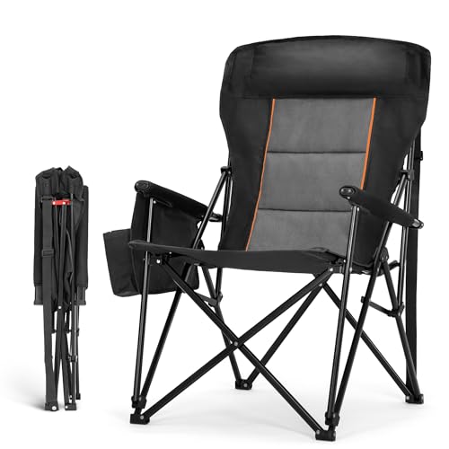 High Point Sports Oversized Folding Camping Chair Single Pack Black Supports 500 lbs