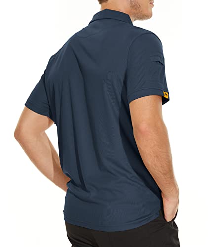 Men's Short Sleeve Moisture Wicking Golf Polo Shirt - Navy Blue, 4X-Large