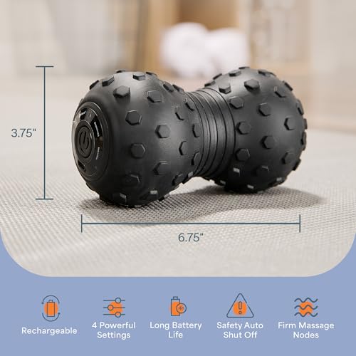 Black LifePro Velocity Vibrating Peanut Massage Ball - 4 Vibration Modes for Deep Tissue Relief
