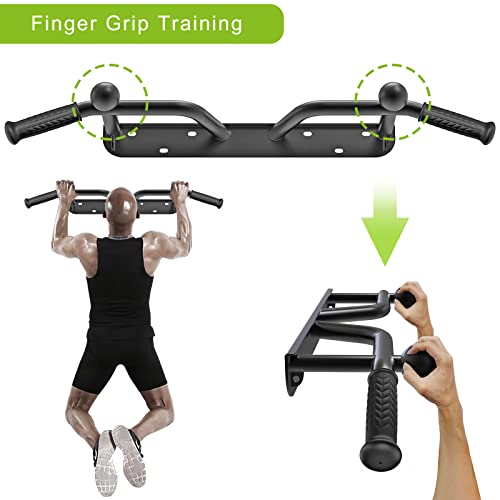 SELEWARE Black Wall Mount Pull Up Bar - Heavy Duty, Multi-Grip, Supports 500 lbs