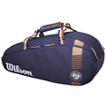 Wilson Tennis Racket Bag with Roland Garros Design - Holds 3 Rackets, Navy Blue/Brown, 76cm