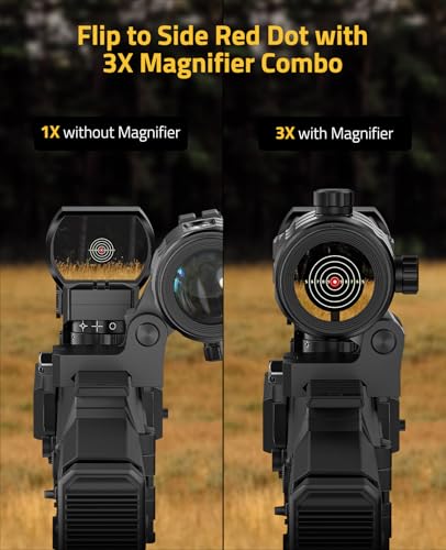 CVLIFE Black with 3X Magnifier Combo - 40mm Multi-Reticle, Absolute Co-Witness