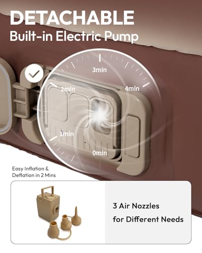 King Air Mattress with Built-in Pump - Japanese Khaki, Compact King Size