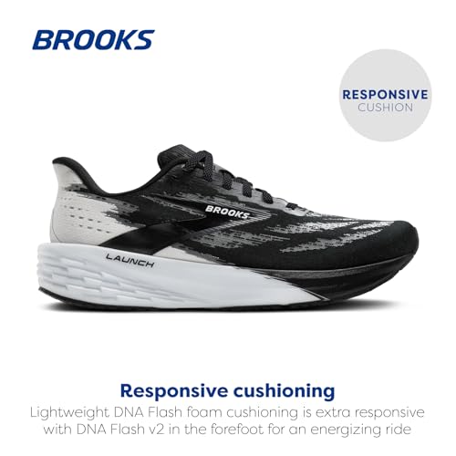 Brooks Men’s Launch 11.5 Neutral Running Shoes Black/White - Lightweight, Comfortable