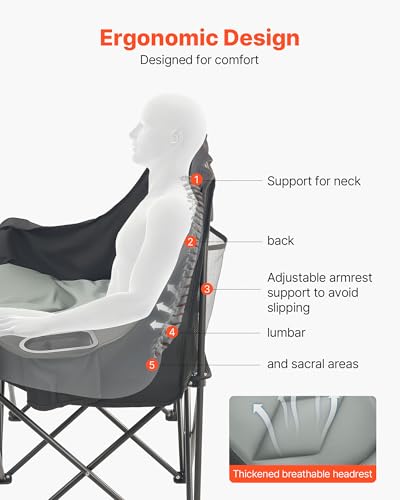 VEVOR Oversized 2-Person Camping Chair with Heavy Duty Support, Foldable & Portable