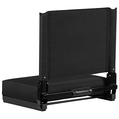 Ultra-Padded Folding Stadium Chairs Set of 2 - Black, Portable Support