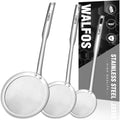 Walfos Stainless Steel Fat Skimmer Spoon Set - 3 Sizes for Cooking and Fat Removal