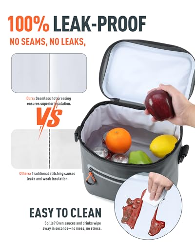 Large Dark Gray Insulated Soft Cooler Bag - 30 Can Capacity, Waterproof & Leakproof