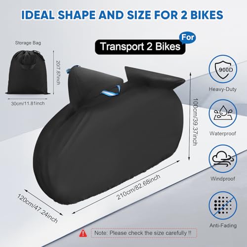 XL Bicycle Cover for 2 Bikes Waterproof Heavy Duty Outdoor Rain Windproof