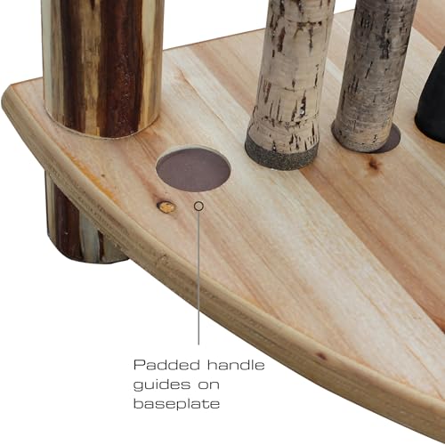 Rush Creek Creations 12-Slot Corner Fishing Rod Rack, Rustic Pine Storage Organizer