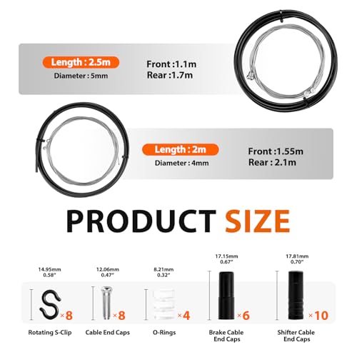 Bike Cable Kit for Brake and Shift Replacement - Universal Compatibility