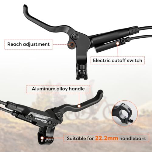 Hydraulic Disc Brake Set for E-Bikes - 4 Piston, Universal Compatibility, Left Front & Right Rear