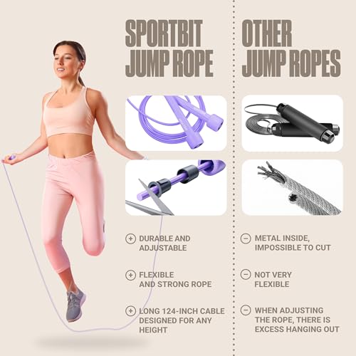 SPORTBIT Adjustable Jump Rope for Fitness & Exercise - Purple