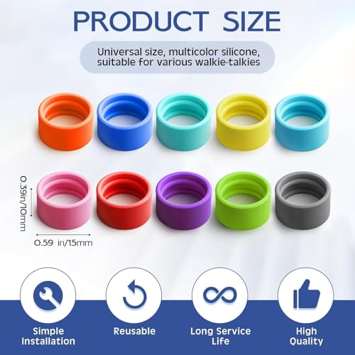 20 Pcs Talkie Color Bands for Two-Way Radio Antennas - Replacement Rubber Rings