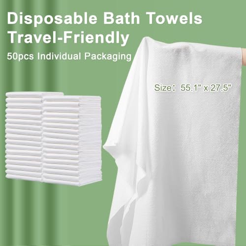Tvvcalk 50 Pack Disposable Bath Towels Ultra Soft & Quick Dry for Travel & Spa