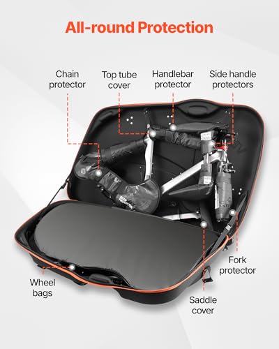 VEVOR 700C Road Bike Travel Bag with TSA Lock & Dual Zippers for Air & Train Transport