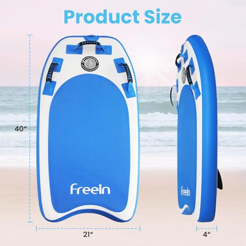 Freein Blue Inflatable Body Board - 40" Surfboard for Beach & River Fun