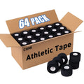 Black Athletic Tape 64 Pack - 640 Yards Strong, Easy Tear, No Residue, Gymnastics & Sports Support