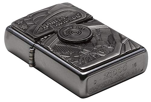 Zippo Harley-Davidson Windproof Chrome Pocket Lighter with Flag Emblem